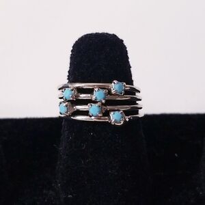 Vintage Sterling Silver turquoise stone constellation ring